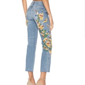 Anthropologie Free People Embroidered Jeans